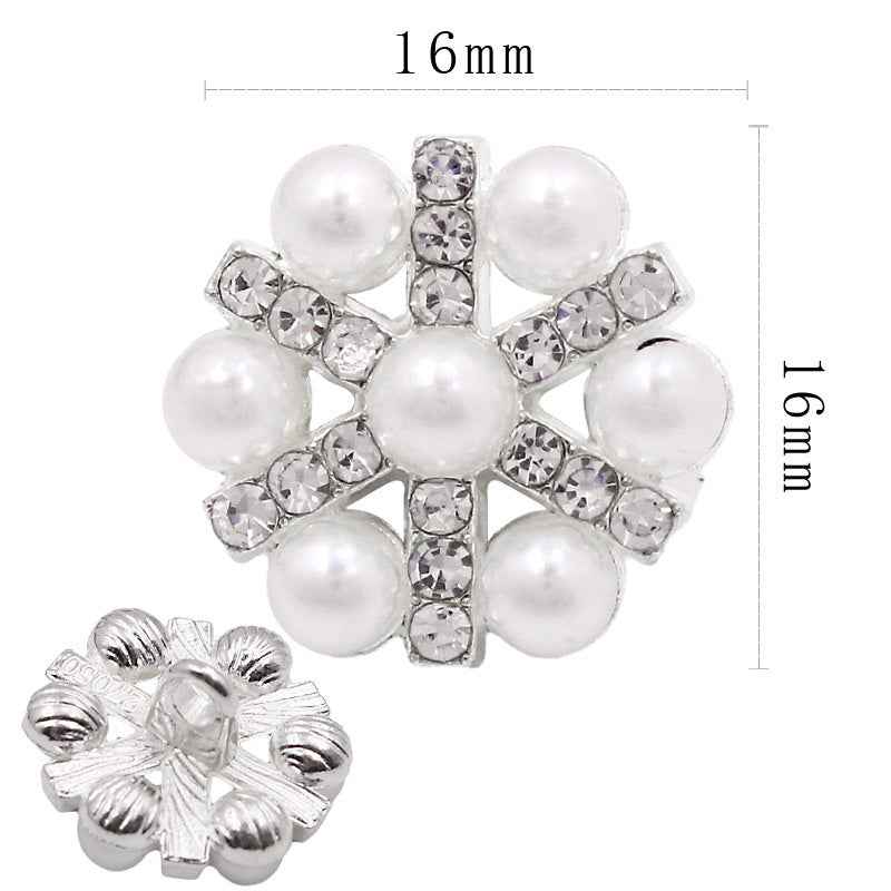Pearl Rhinestone Alloy SHANK Buttons for Blouses Dresses Coats 50 Pack