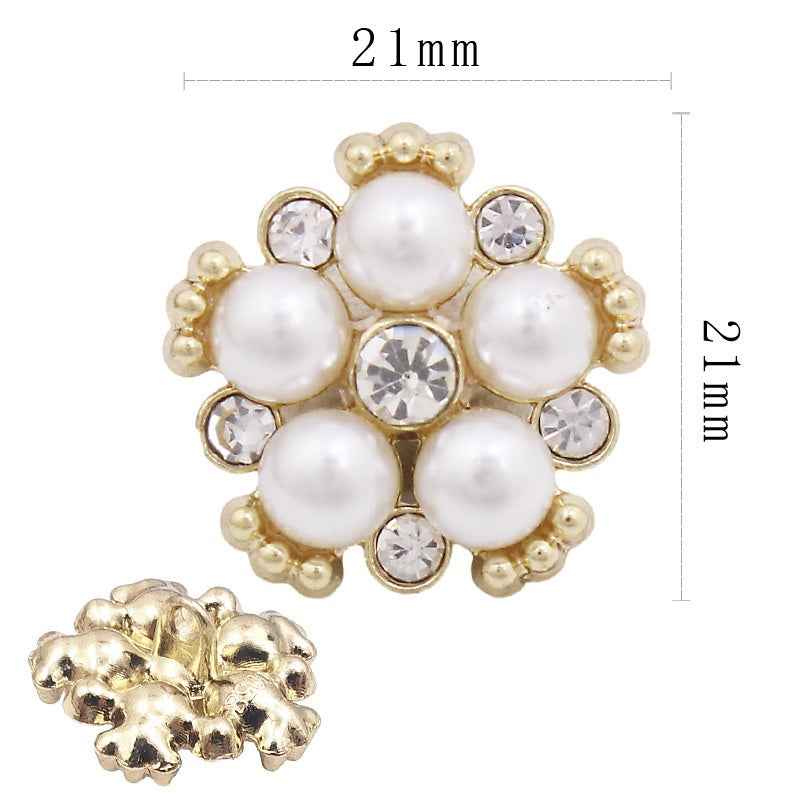Pearl Rhinestone Alloy SHANK Buttons for Blouses Dresses Coats 50 Pack