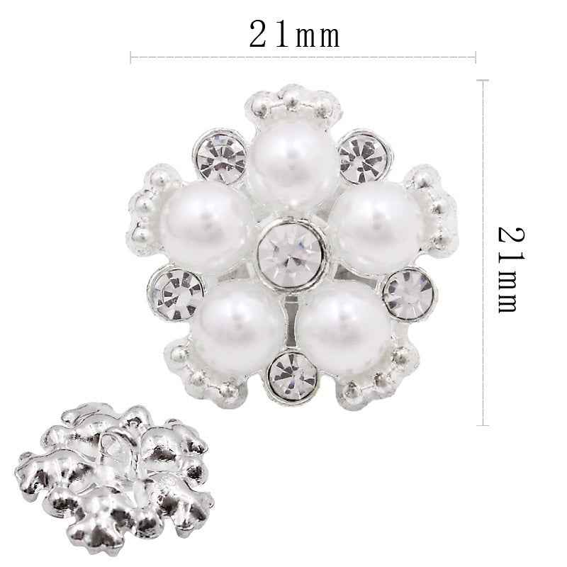 Pearl Rhinestone Alloy SHANK Buttons for Blouses Dresses Coats 50 Pack