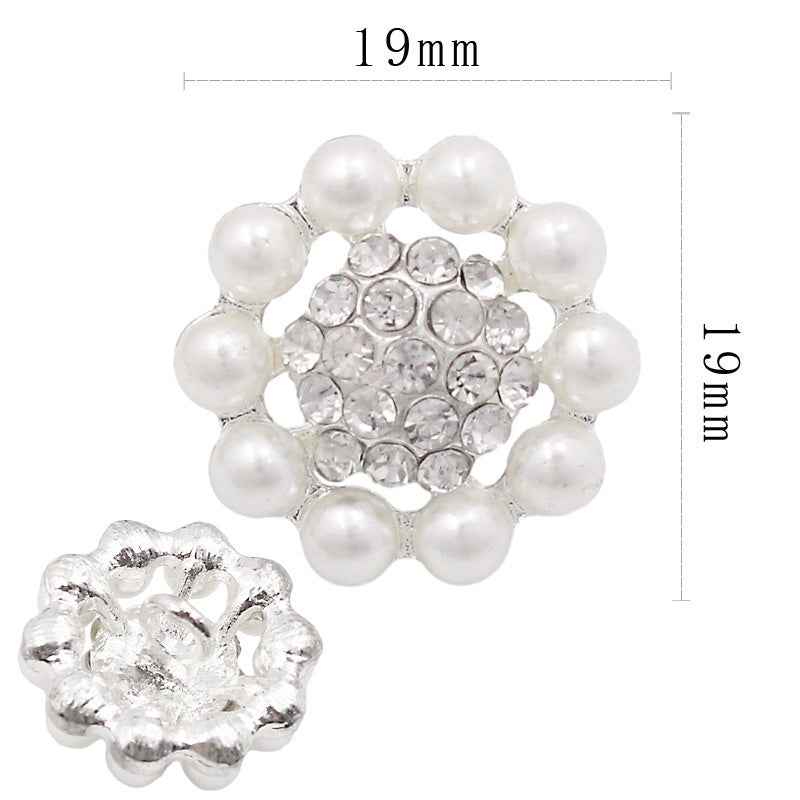 Pearl Rhinestone Alloy SHANK Buttons for Blouses Dresses Coats 50 Pack