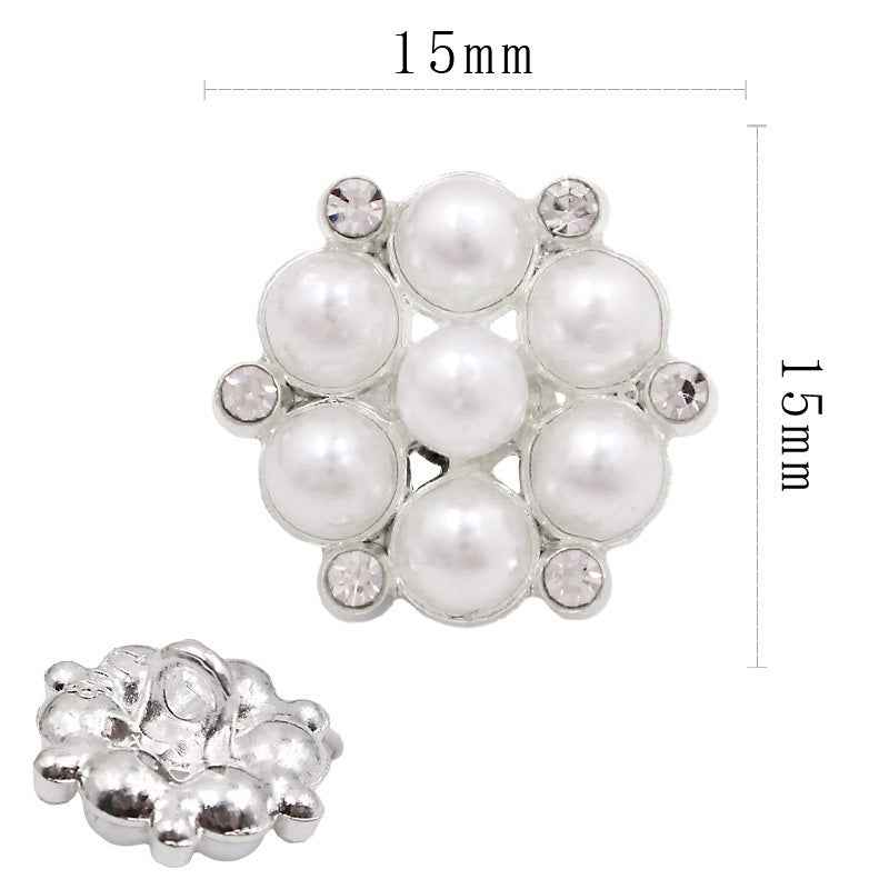 Pearl Rhinestone Alloy SHANK Buttons for Blouses Dresses Coats 50 Pack