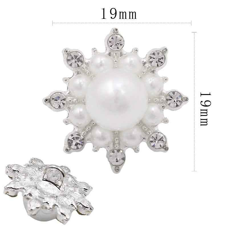 Pearl Rhinestone Alloy SHANK Buttons for Blouses Dresses Coats 50 Pack