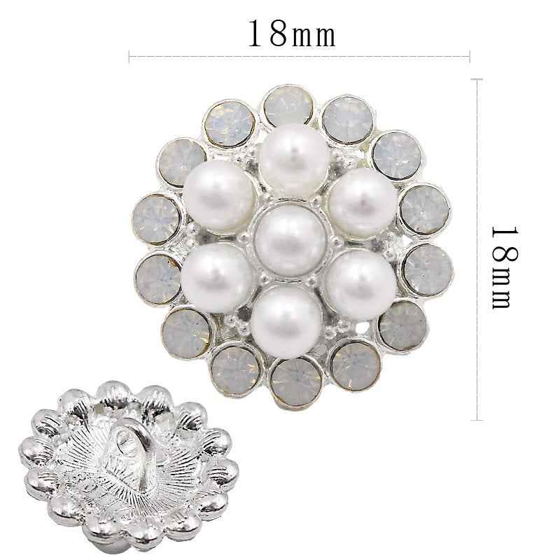 Pearl Rhinestone Alloy SHANK Buttons for Blouses Dresses Coats 50 Pack