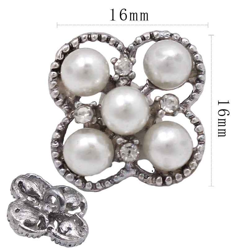 Baroque-Inspired Alloy Buttons with Pearls & Rhinestones 20pcs