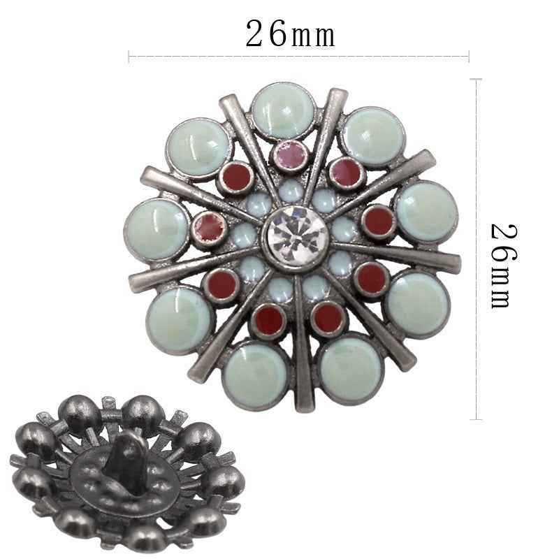 20mm/26mm Gunmetal Round Rhinestone Shank Buttons 20pcs
