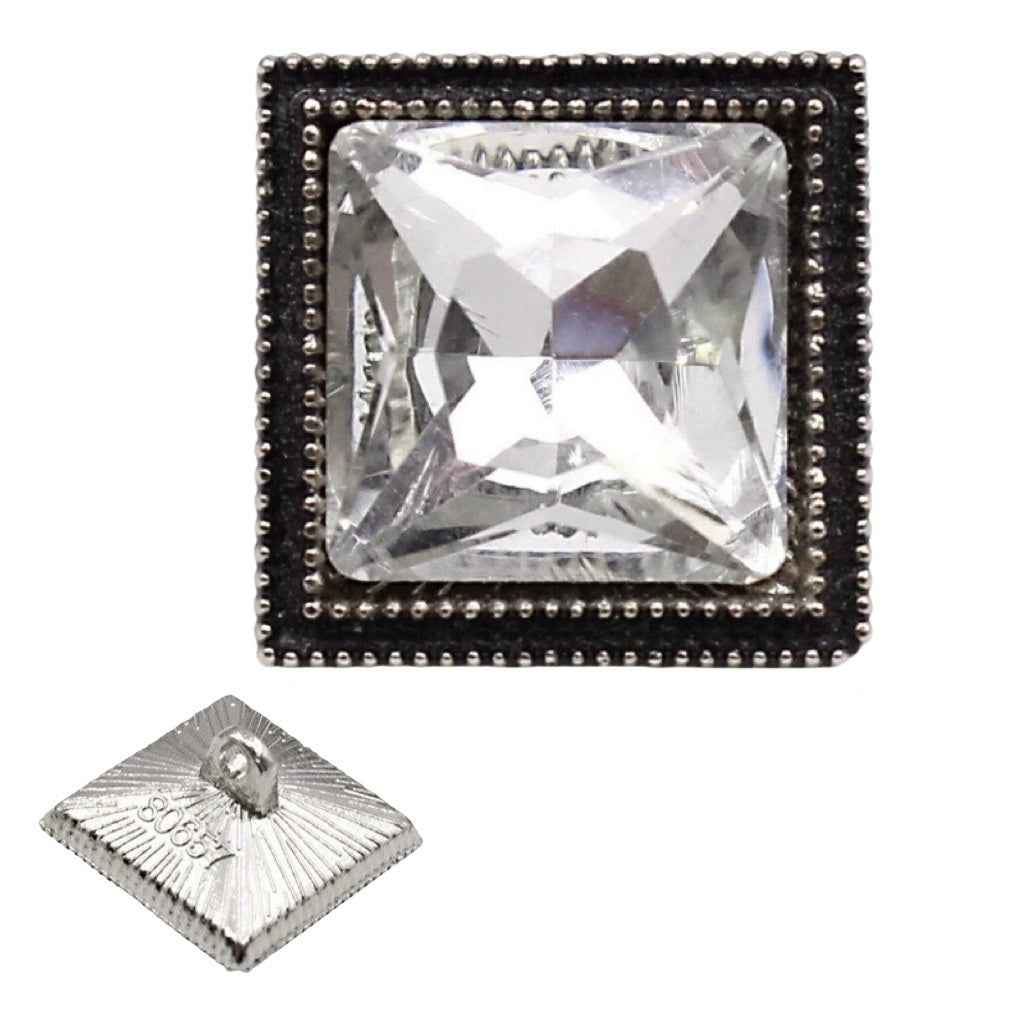 13mm/18mm Square Crystal Shine Glass Metal Buttons 20pcs
