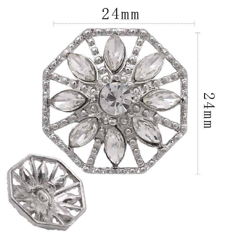 20mm Hollow Geometric Round Rhinestone Alloy Sew-On Buttons 12pcs