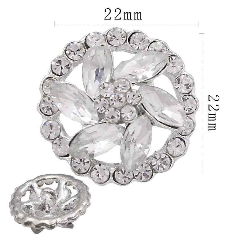 20mm Hollow Geometric Round Rhinestone Alloy Sew-On Buttons 12pcs