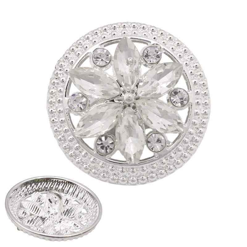 18MM/24MM Round Alloy Vintage Crystal Flower Diamond Buttons 12PCS