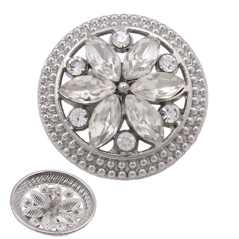 18MM/24MM Round Alloy Vintage Crystal Flower Diamond Buttons 12PCS