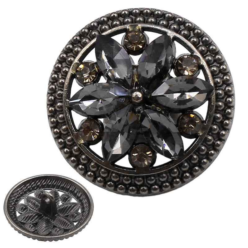 18MM/24MM Round Alloy Vintage Crystal Flower Diamond Buttons 12PCS