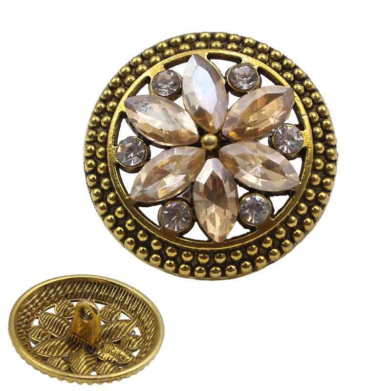 18MM/24MM Round Alloy Vintage Crystal Flower Diamond Buttons 12PCS