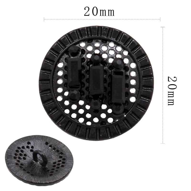 20mm Gunmetal Round Diamond Metal Shank Buttons 20pcs