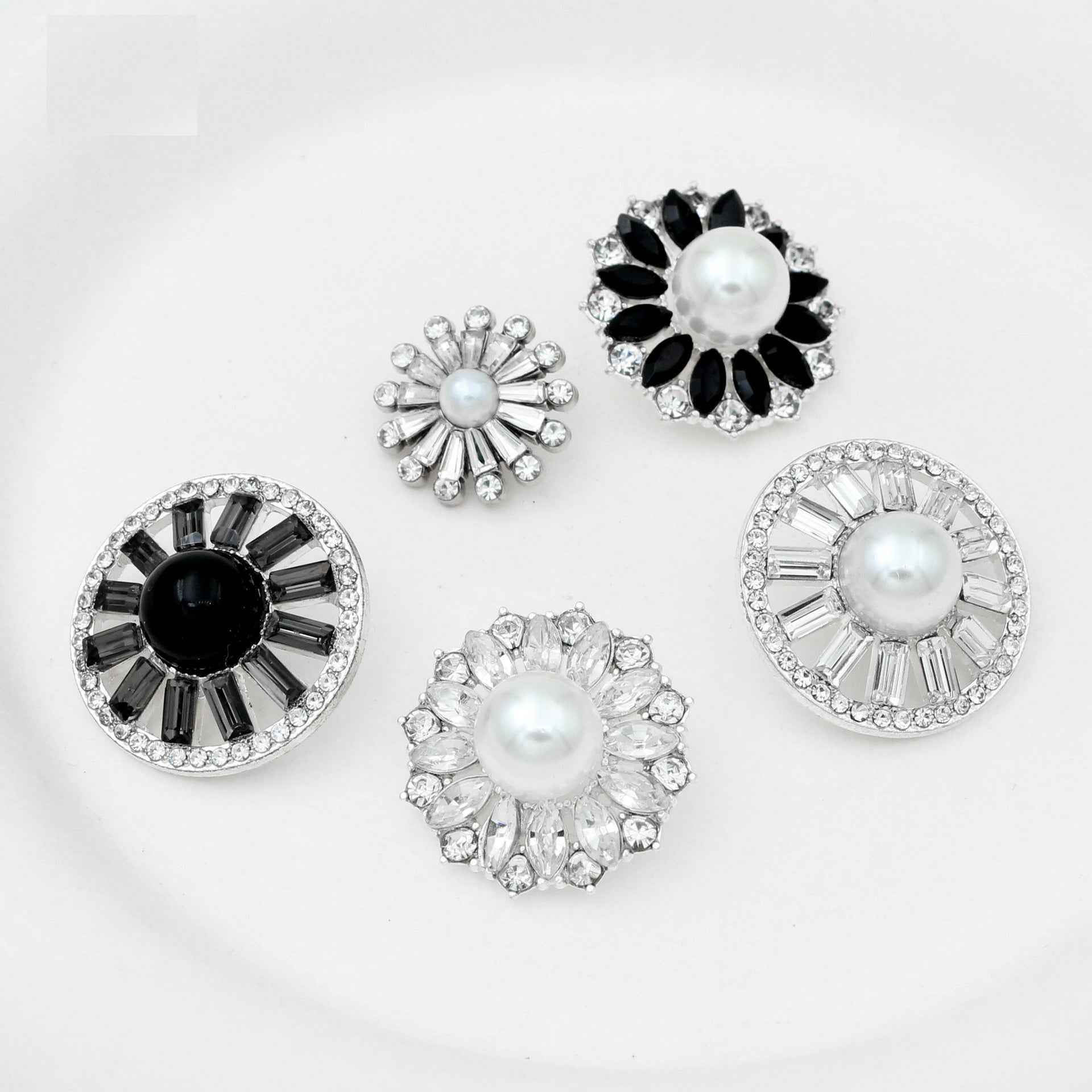 Luxury Metal Gray Crystal Rectangle Hand-Sewn Buttons 50 Pack
