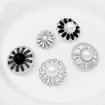 Luxury Metal Gray Crystal Rectangle Hand-Sewn Buttons 50 Pack