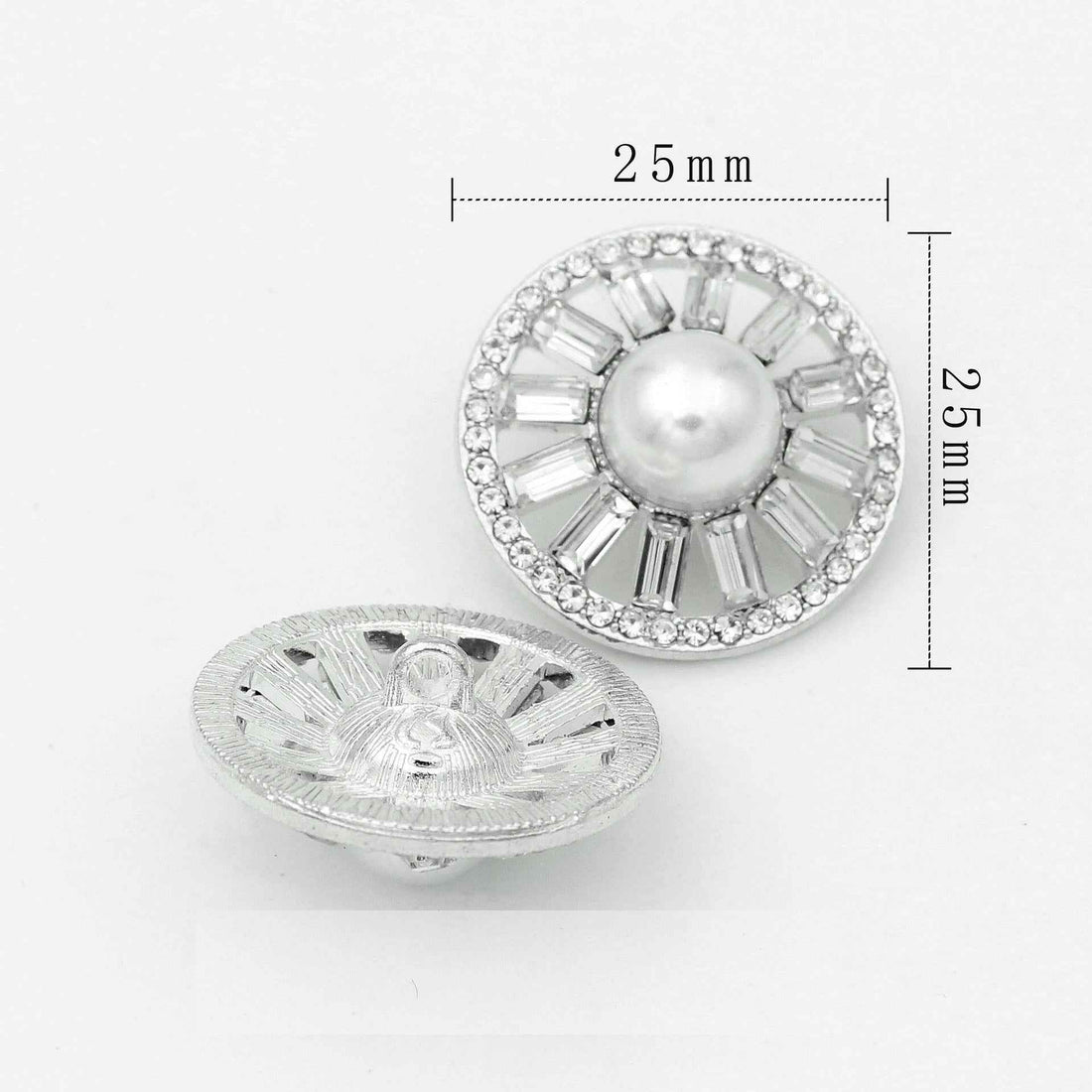 Luxury Metal Gray Crystal Rectangle Hand-Sewn Buttons 50 Pack