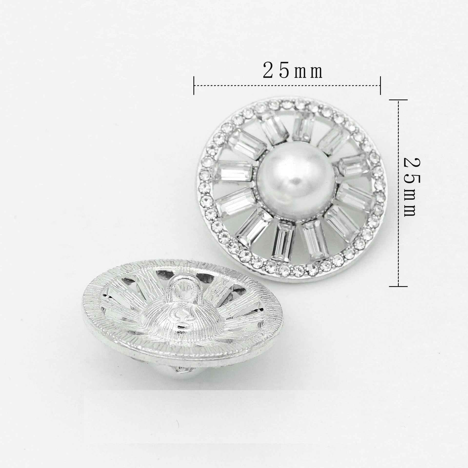 Luxury Metal Gray Crystal Rectangle Hand-Sewn Buttons 50 Pack