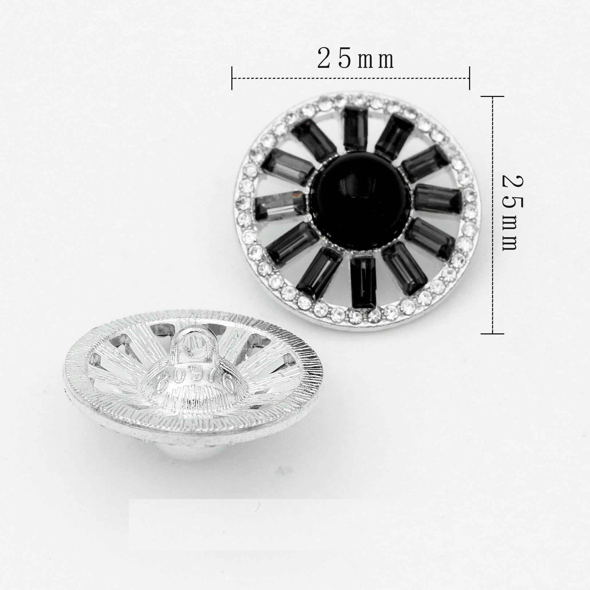 Luxury Metal Gray Crystal Rectangle Hand-Sewn Buttons 50 Pack