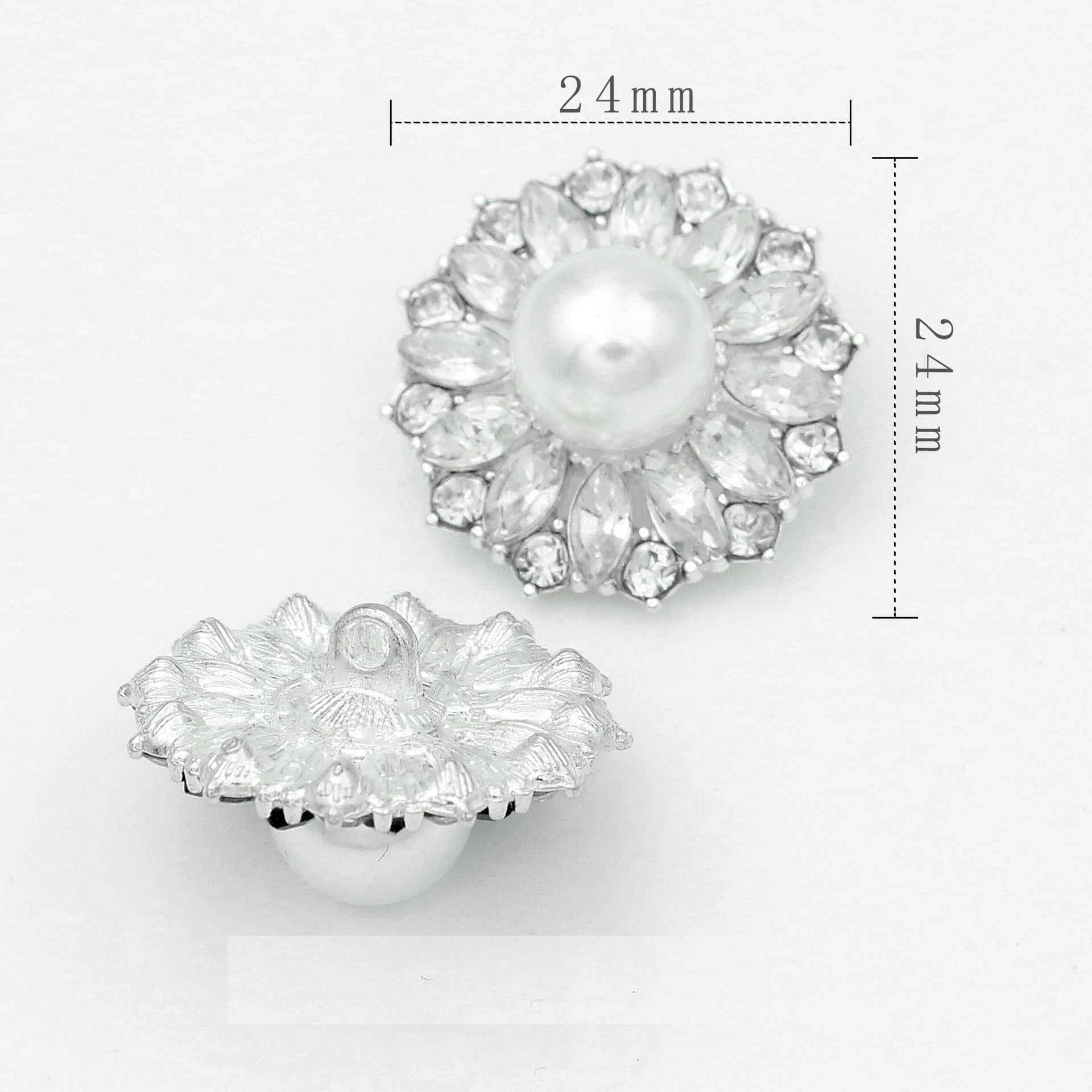 Luxury Metal Gray Crystal Rectangle Hand-Sewn Buttons 50 Pack