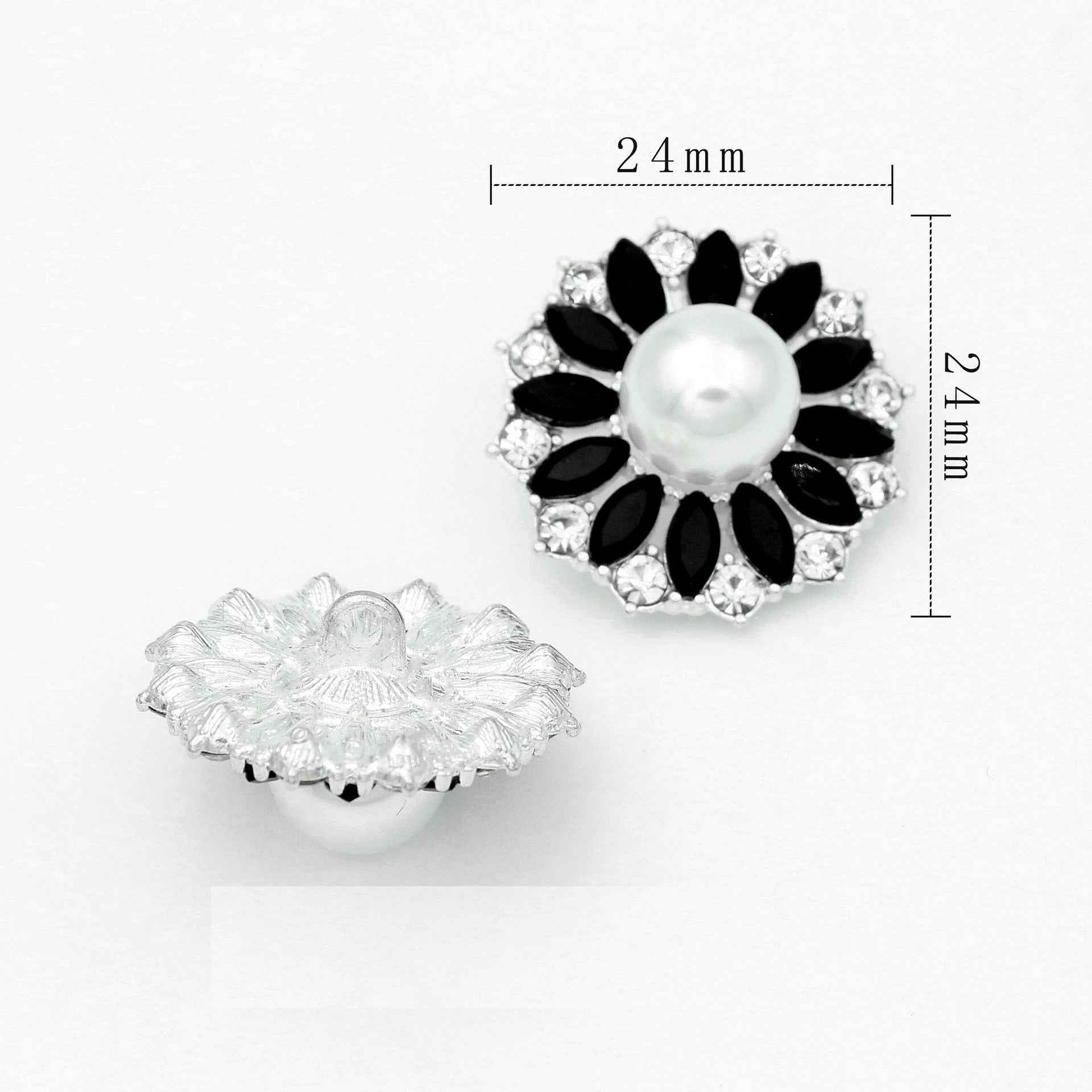 Luxury Metal Gray Crystal Rectangle Hand-Sewn Buttons 50 Pack