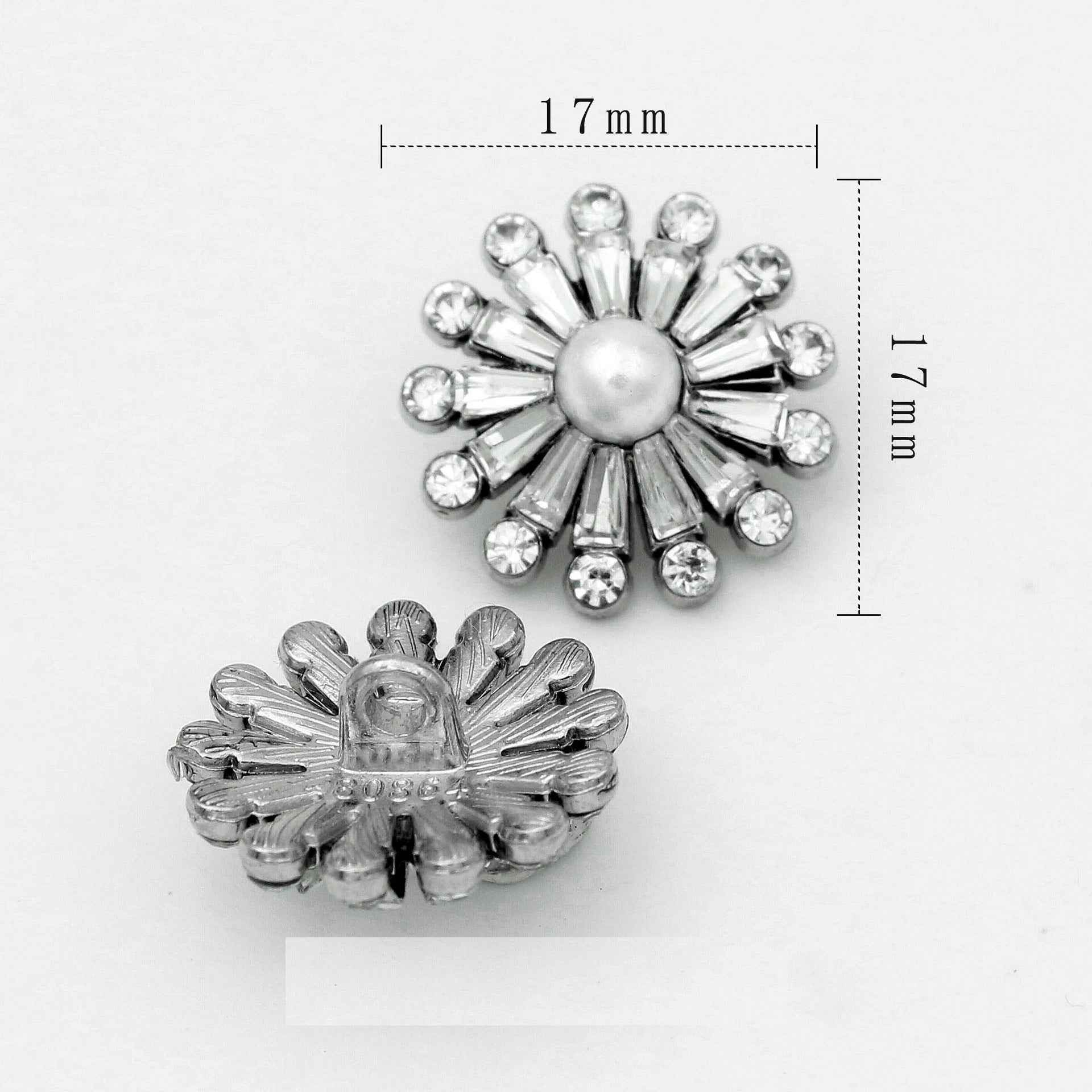 Luxury Metal Gray Crystal Rectangle Hand-Sewn Buttons 50 Pack