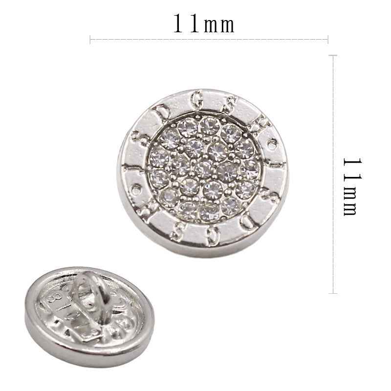 11MM Gold Silver Round Square Alloy Rhinestone Shirt Buttons 20PCS