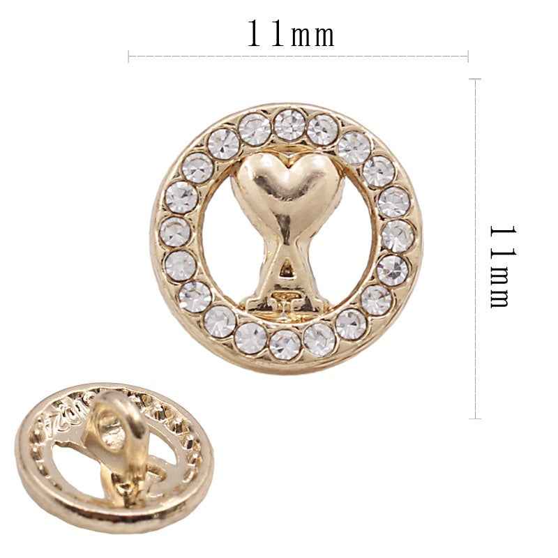 11MM Gold Silver Round Square Alloy Rhinestone Shirt Buttons 20PCS