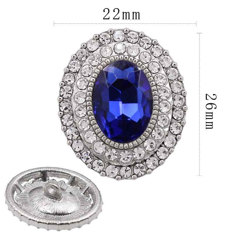 Vintage Oval Rhinestone Shank Buttons – Antique Gold Silver 20pcs