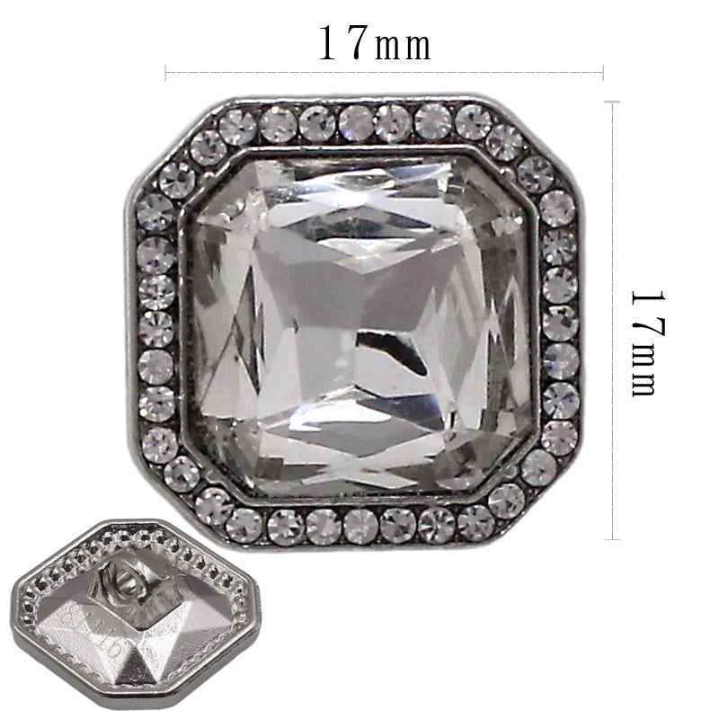 17mm Square Hexagon Crystal Metal Alloy Hand-Sewn Buttons 20pcs