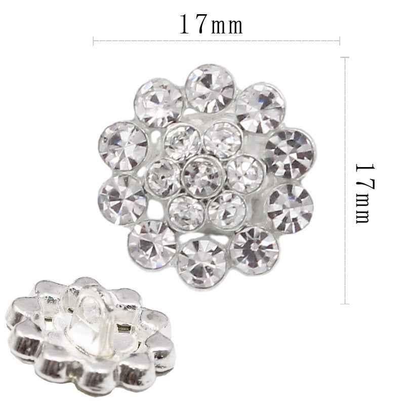 Elegant Round Openwork Rhinestone Sparkling Metal Shank Buttons 20pcs