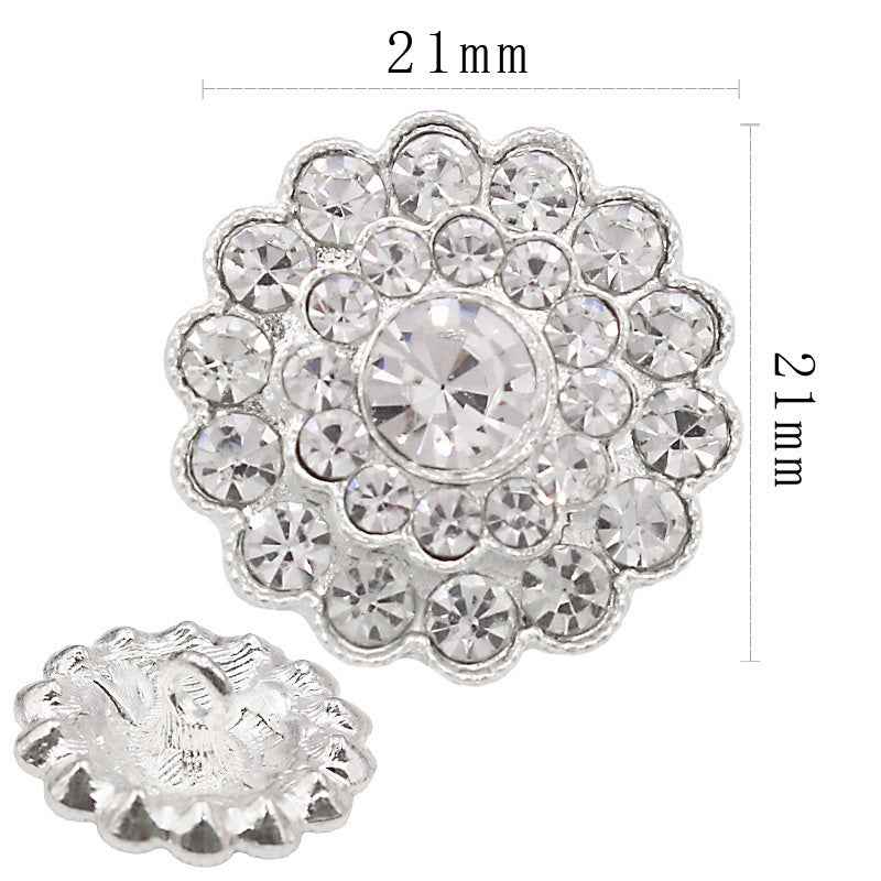 Elegant Round Openwork Rhinestone Sparkling Metal Shank Buttons 20pcs