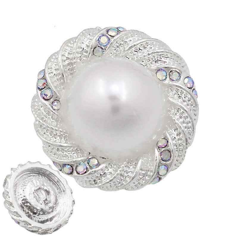 17mm/21mm/25mm Silver Round Pearl Metal Buttons 12PCS