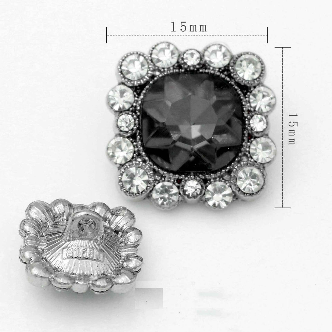 15mm/21mm Square Glass Crystal Rhinestone Metal Shank Buttons  20pcs