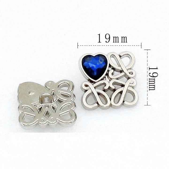 Gold Silver Square Filigree Metal Buttons with Heart Glass 48 Pack
