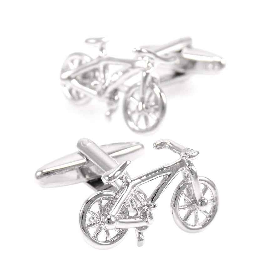 Polished Steel Bicycle-Shaped Cufflinks