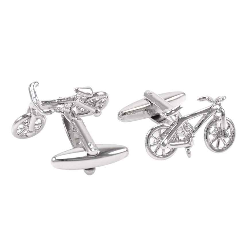 Polished Steel Bicycle-Shaped Cufflinks