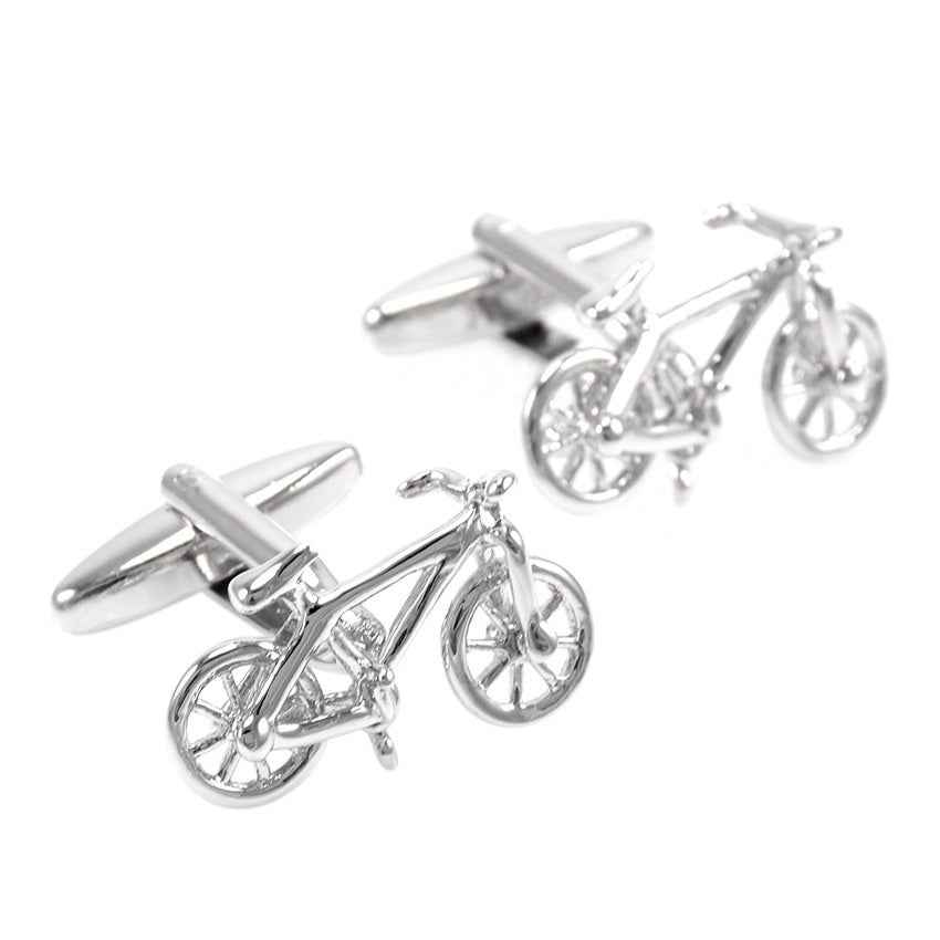 Polished Steel Bicycle-Shaped Cufflinks