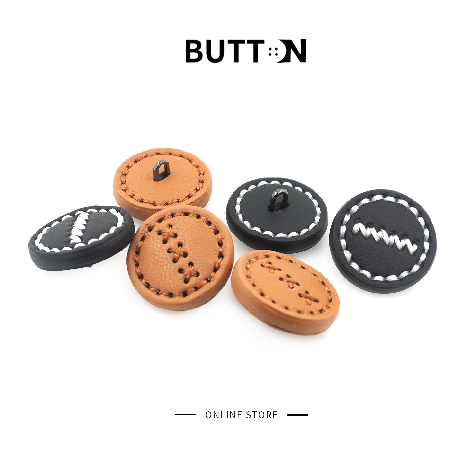 1-inch Ronde Leren Knopen met Metalen Schachten Zwart Bruin 100st