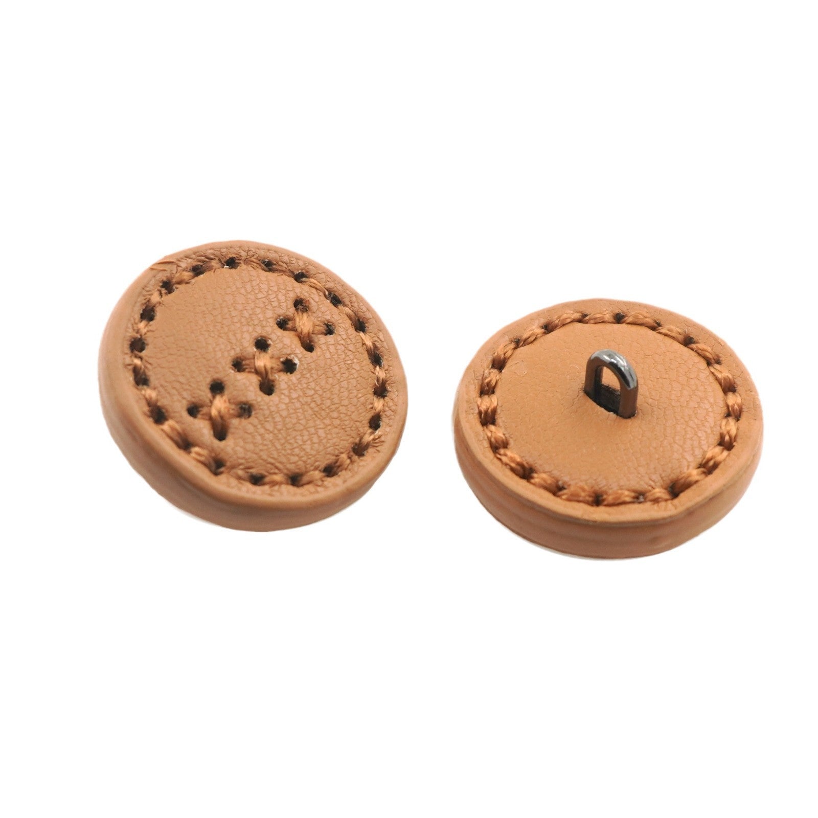 1-inch Ronde Leren Knopen met Metalen Schachten Zwart Bruin 100st