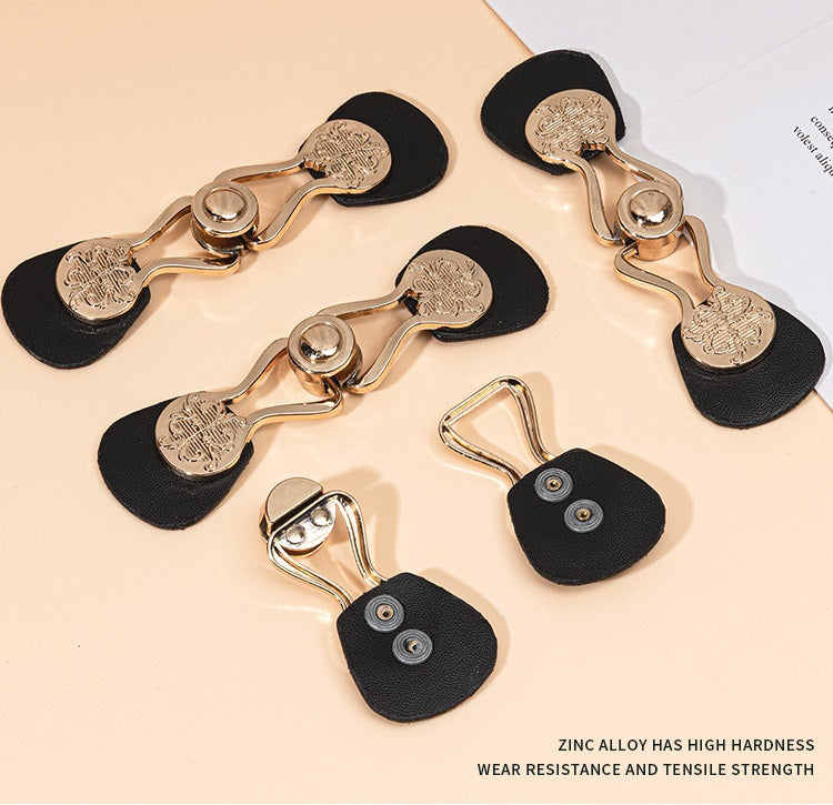 Botones de toggle de cuero negro de 10.4 cm para coser con hebilla de metal 6 piezas