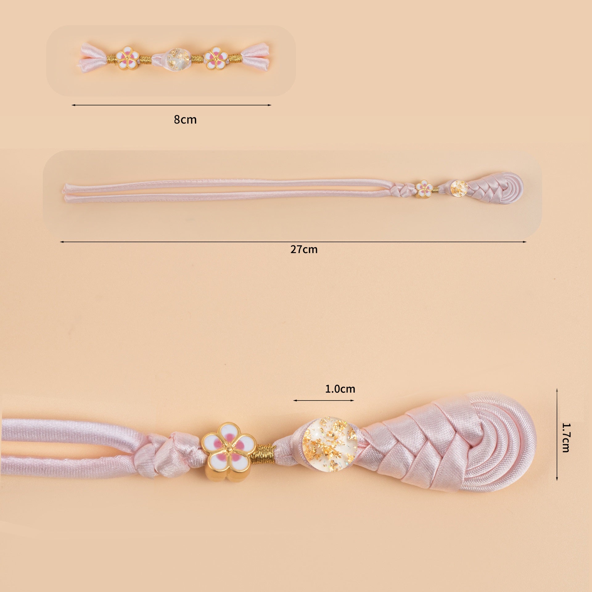 8cm/27cm Cheongsam grodknappar handgjorda flätade satintyg 6 st