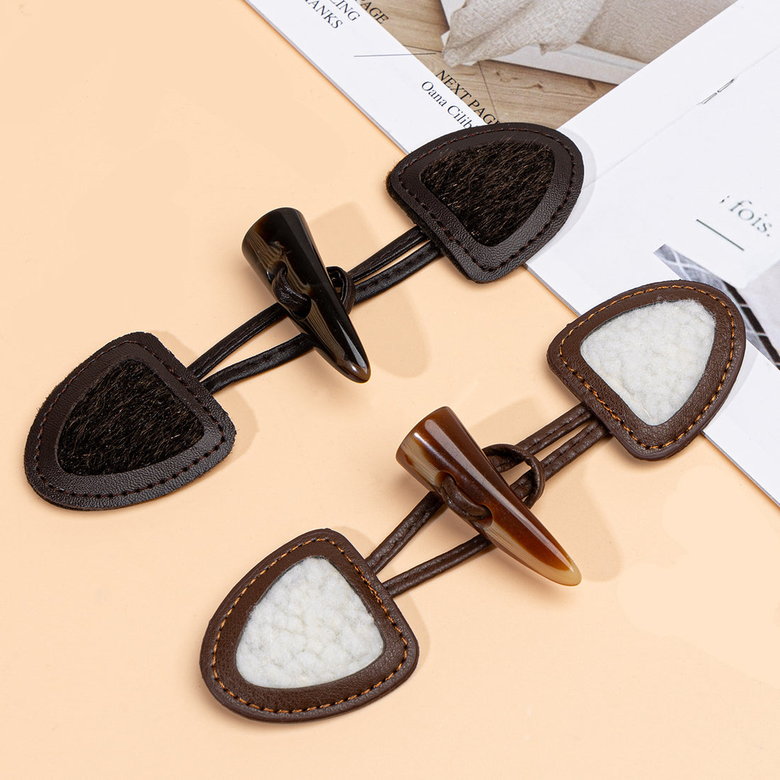 16 cm braune dunkle Kaffee-Leder-Nähknöpfe mit Harzhornknöpfen 6 Stück