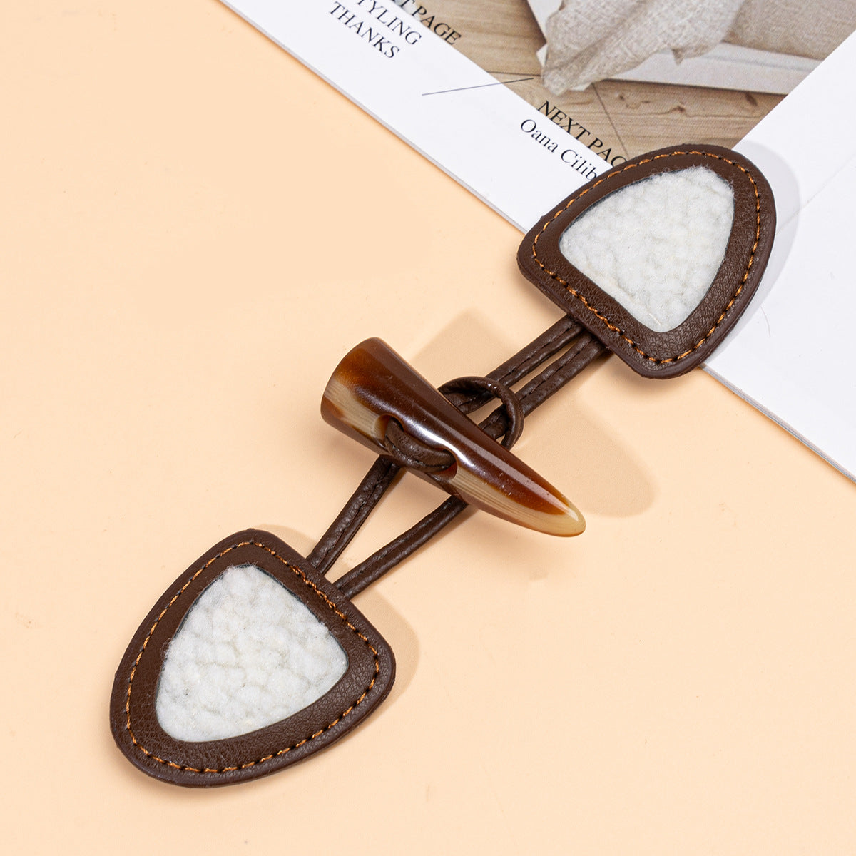 Toggles de cuero marrón oscuro de 16 cm con botones de cuerno de resina 6 piezas