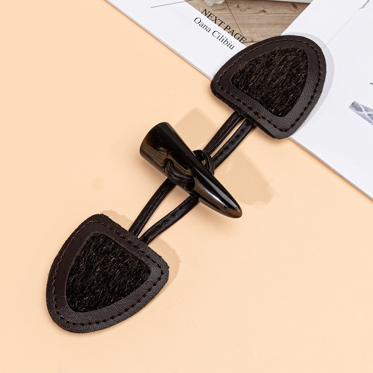 Toggles de cuero marrón oscuro de 16 cm con botones de cuerno de resina 6 piezas