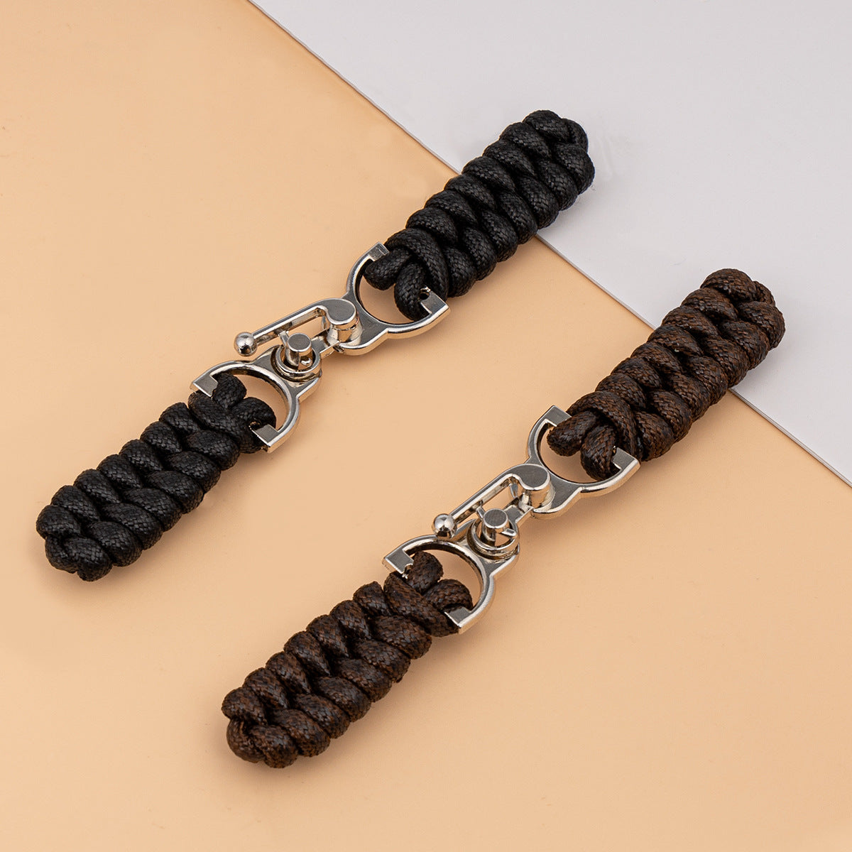 13.5cm Black Waxed Rope Sew-on Toggle Button with Metal Buckle 3pcs