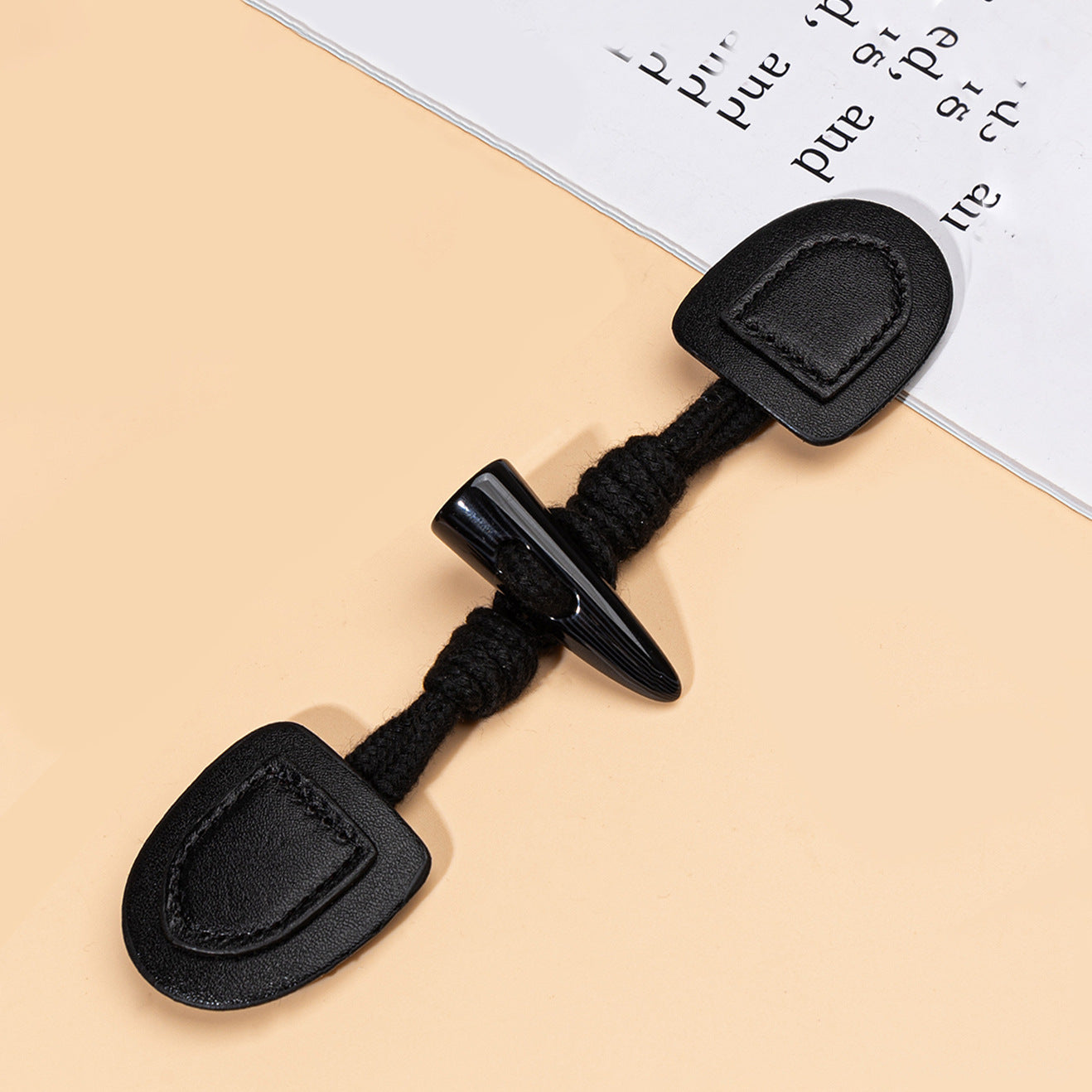 Botones de cuero negro oscuro de 20 cm con cuerno de resina, 6 piezas
