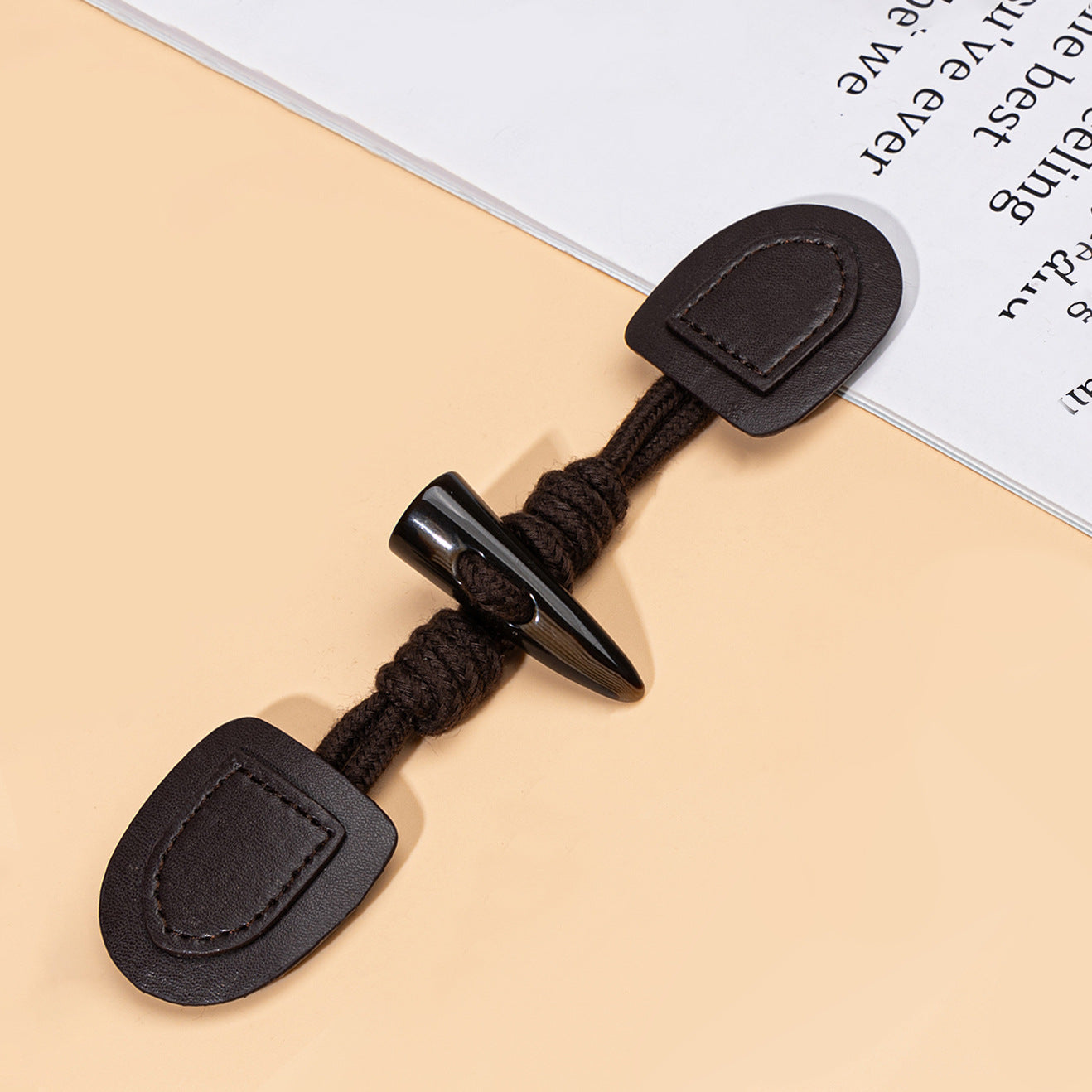 Botones de cuero negro oscuro de 20 cm con cuerno de resina, 6 piezas