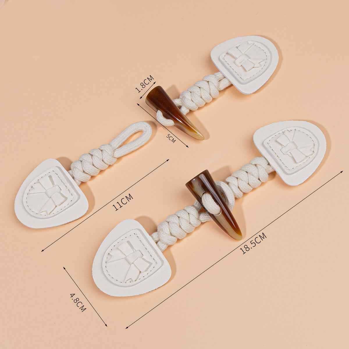 18.5cm Pink Beige Resin Buffalo Horn Leather Buckles for Children's Coats 4pcs - Lots of Buttons