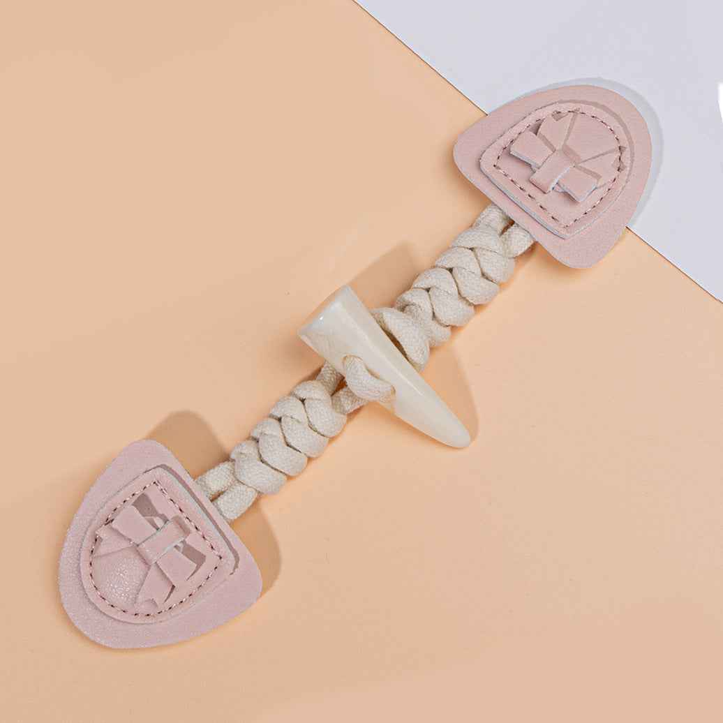 18.5cm Pink Beige Resin Buffalo Horn Leather Buckles for Children's Coats 4pcs - Lots of Buttons