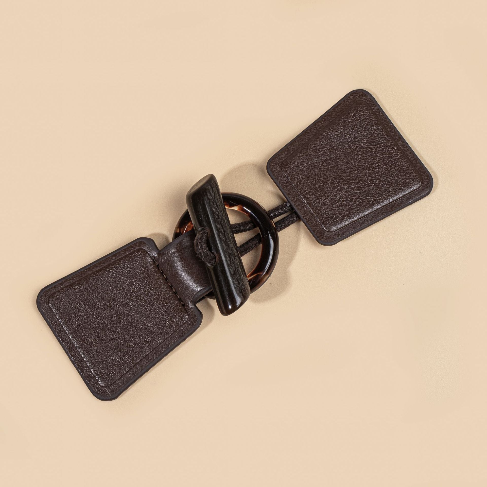 Toggles de cuero en color caqui, negro y burdeos de 14 cm con hebilla de resina, 4 piezas